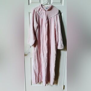 Vintage Tuftees Full Length Chenille Robe Zip Front Pink Medium